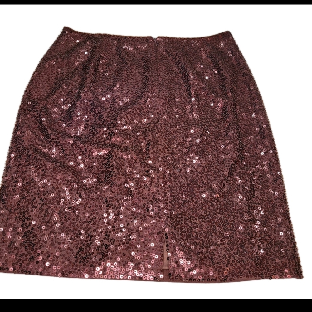 VTG Brown Beaded Sequined Skirt Sz 12 Carmen Marc Valvo Collection Long Mini